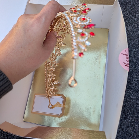 Elegant Gold and Red Tiara